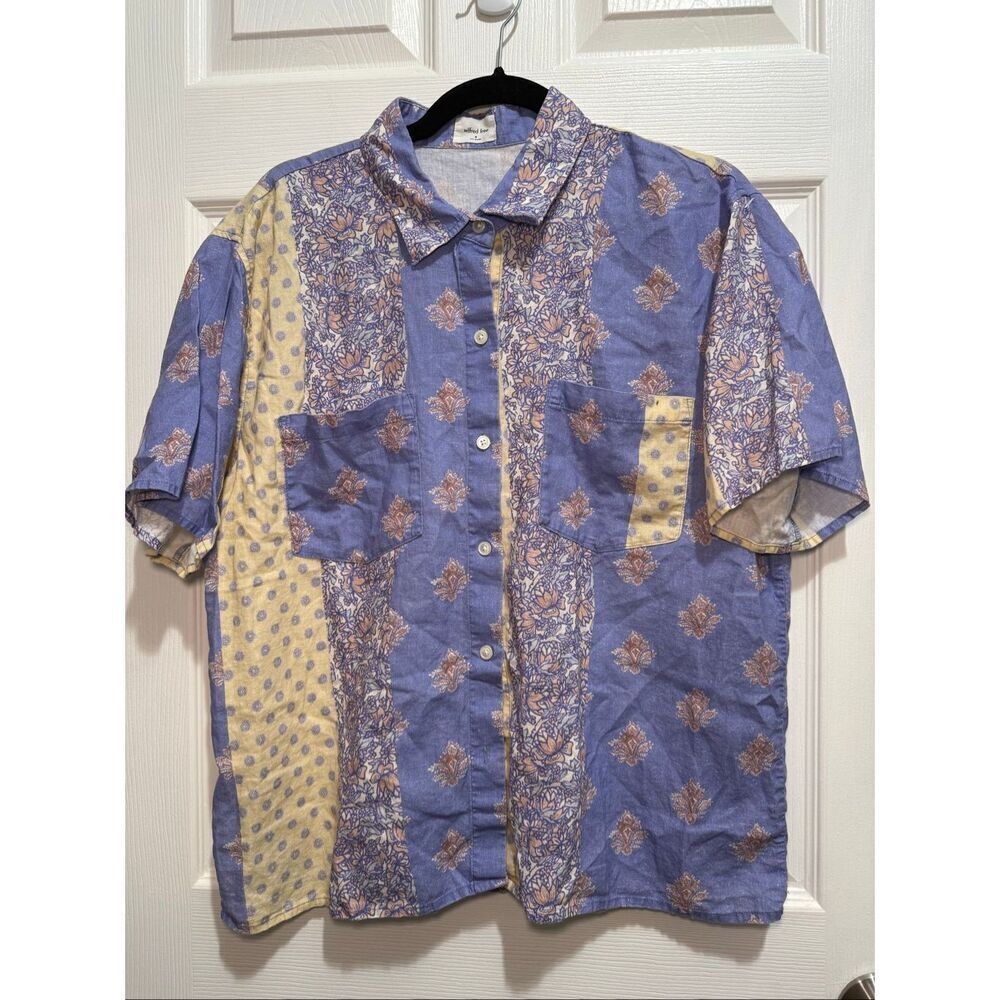 Aritzia Wilfred linen paisley button up shirt M - Picture 1 of 4